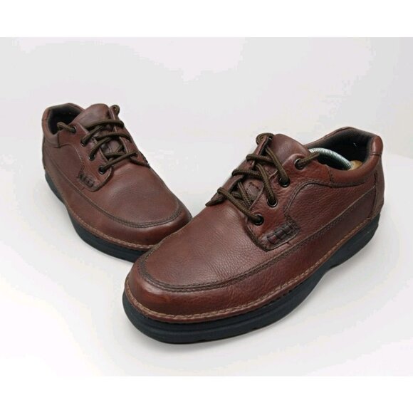 Nunn Bush Mens Cameron Comfort Gel Leather Brown Walking Shoes 10.5 Oxfords - Picture 1 of 12